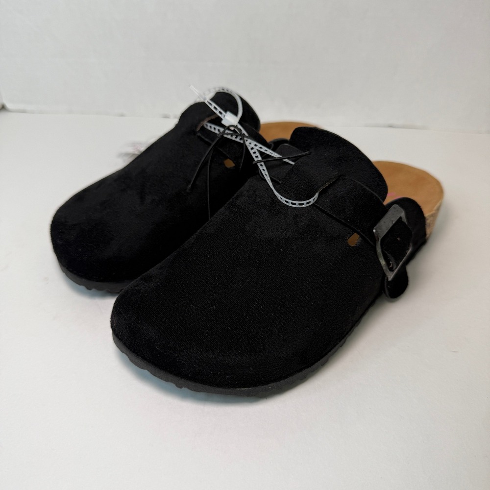 Yoki Kids Lorena Black Faux Suede Buckle Clogs Slip On Youth Size 2 NEW